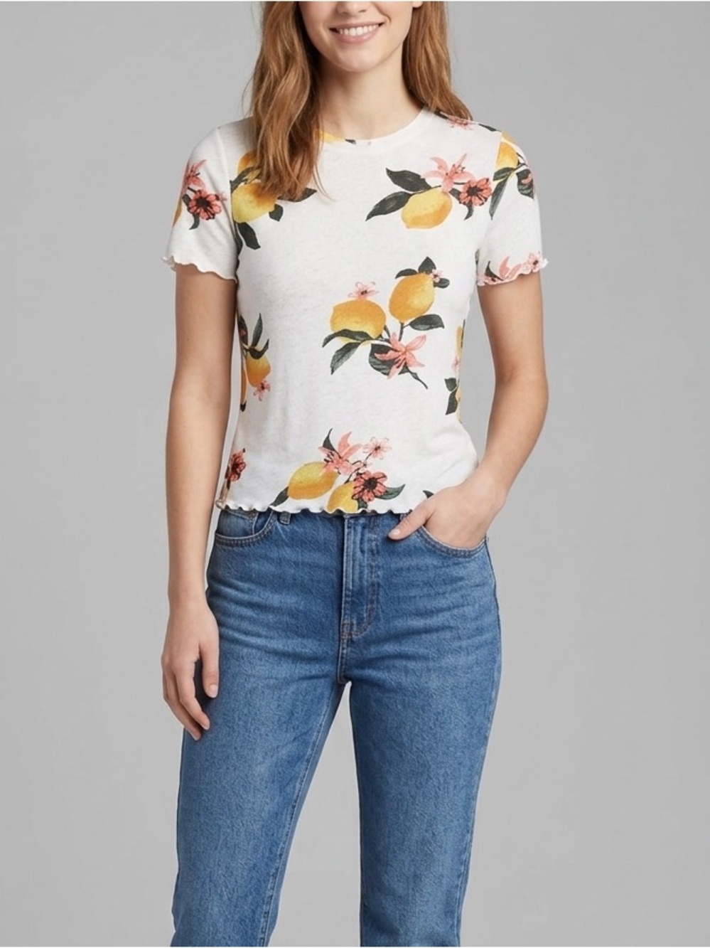 BP lemon printed stretch top